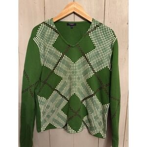 Burberry Green and White Sweater